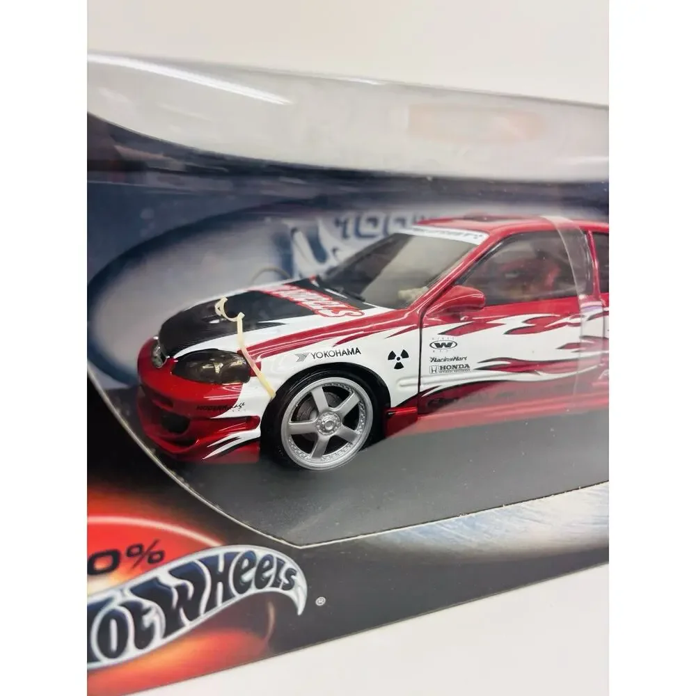 100% Hot Wheels 1:18 Custom Honda Civic SI Red Super Street Edition 27807 Sealed